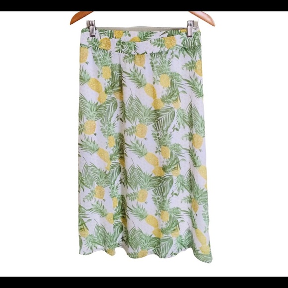 NWT SKIES ARE BLUE (ANTHRO) Pineapple Multi Print Midi Skirt Yellow/Green Sz 3X - Picture 3 of 9